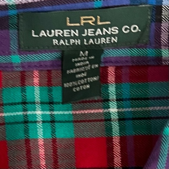 Lauren Ralph Lauren Women's Button Front Shirt Size M Purple Plaid Long Sleeve - Picture 5 of 9